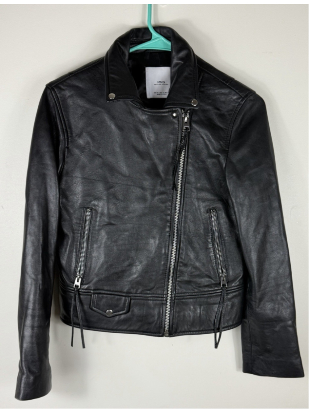 MNG MANGO Leather Sheep Leather black Moto Biker Jacket M